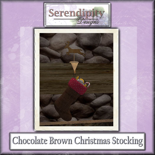 Serendipity Designs - Christmas Stocking -  Chocolate Burlap