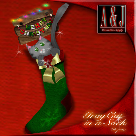 a&J Gray Cat in a Sock***Box