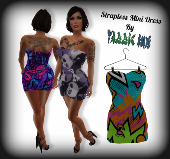 Tazzie Ink ~ Strapless Mini Dress - 80's