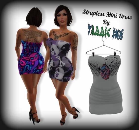 Tazzie Ink ~ Strapless Mini Dress - Heart