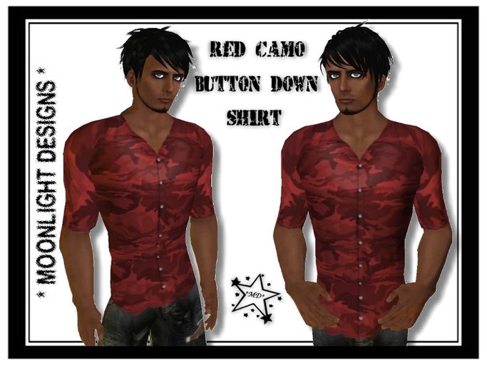 *MD* Red Camo Button Down Shirt