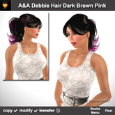 A&A Debbie Hair Dark Brown-Pink (Special Color). Classic ponytail style for women. Promo Color!