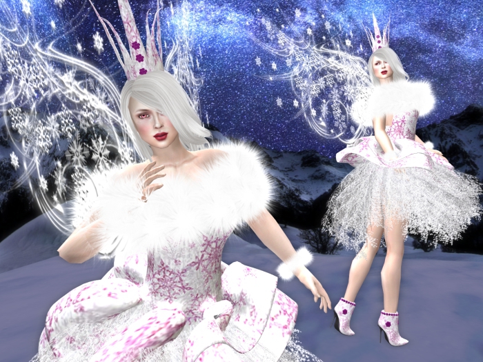 Pearl Snow Fairy in Pink (part mesh) - TFF