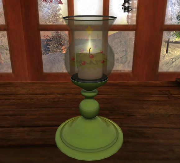 Christmas Green Hurricane Candle Holder