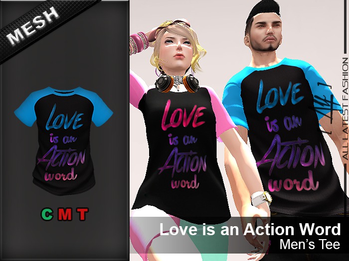 [ALF] Men's Love is an Action Word Tee -Black/Blue- (wear)