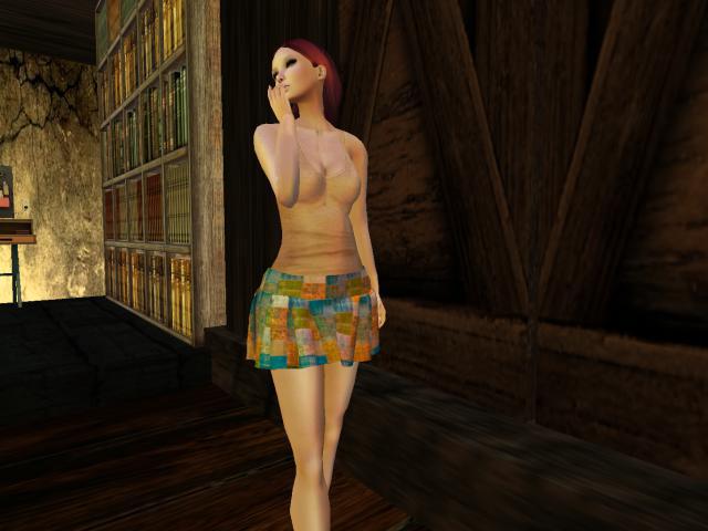 Pleated Skirt patchwork blue-orange