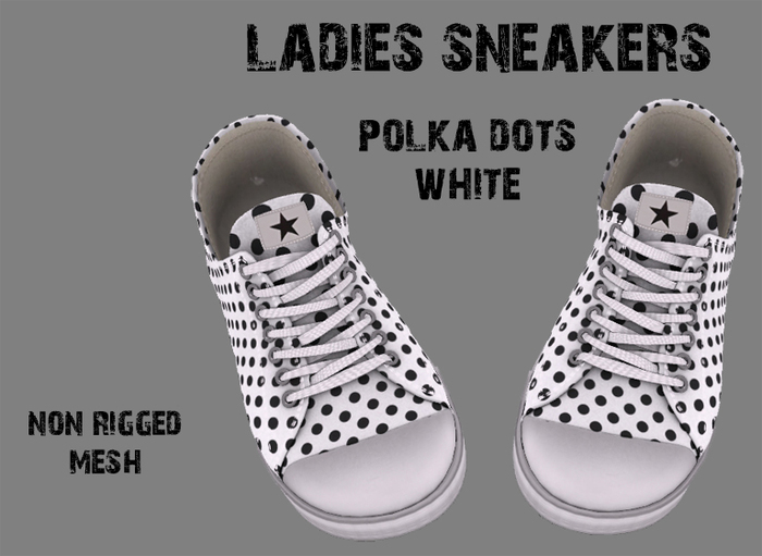 Mesh Ladies Sneakers White Polka Dots