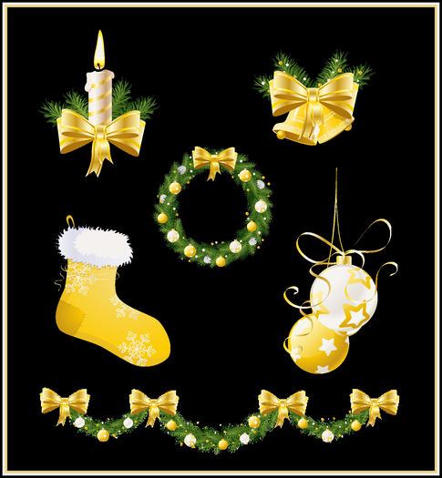 Alpha Textures - Golden Christmas Decorations x6
