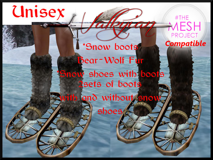 ~Valkyrian~ Snow Boots Skies/bear set (Mesh)