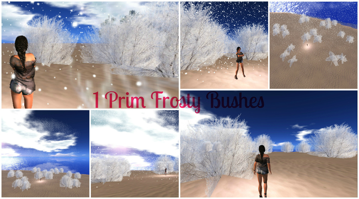 Frosty Bushes 1 prim - with falling snow! 