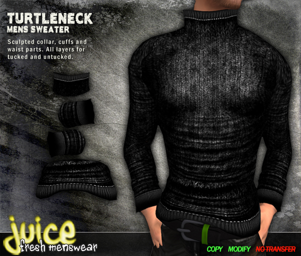 Turtle Neck Sweater. Black.