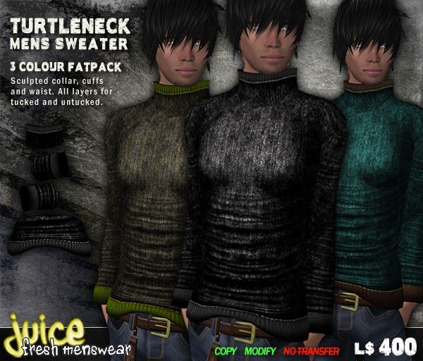 Turtleneck Sweater. 3 Colour Fatpack.
