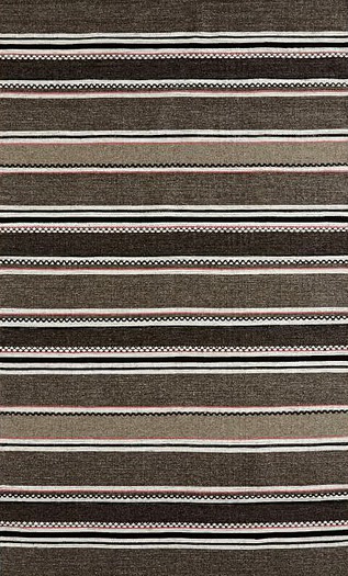 Stripe Dhurrie Floor Rug - Slate/Rose Bique