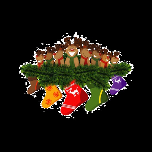 Christmas Garland Reindeers & Stockings