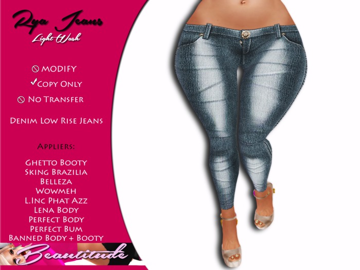:[Beautitude]: Rya Low Waist Jeans [Light Wash]