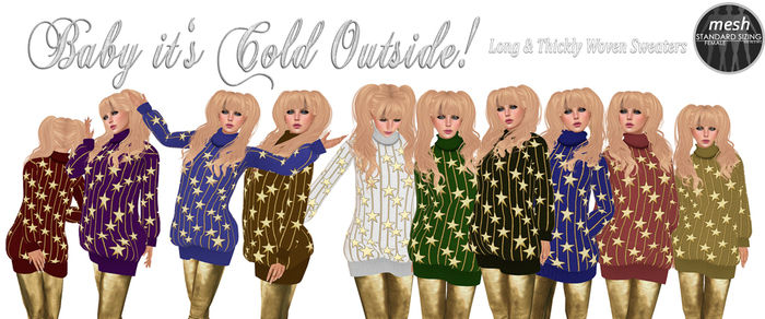 *MCS* Long & Thick Sweater STARS snow