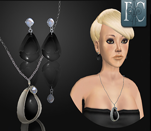 p.c.; Black Pearl & Diamond Set