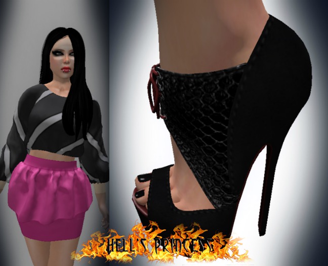 .:Hell's Princess:. Mesh Striped Shirt and Skirt With Slink Shoes (high)