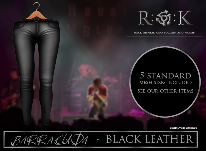 R:O:K STORE BARRACUDA JEANS BLACK LEATHER*
