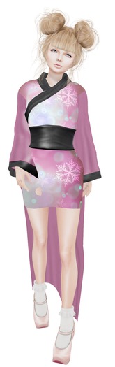 Snow Flakes Kimono Pink