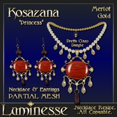 * * OUTLET PRICE * * KOSAZANA "Princess" Merlot Necklace & Earrings Set - Red Cream Burgandy Gold