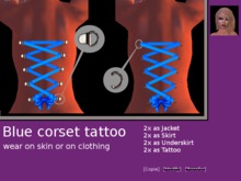 Blue Corset Tattoo on back