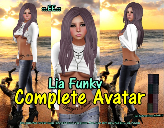 ::.EE.:: Complete Avatar *Lia Funky*(Hair Change Hud Incl)