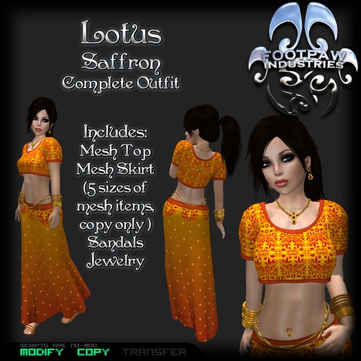 [FPI] Lotus Outfit Saffron ~ Rigged Mesh Outfit & Jewelry Accessories