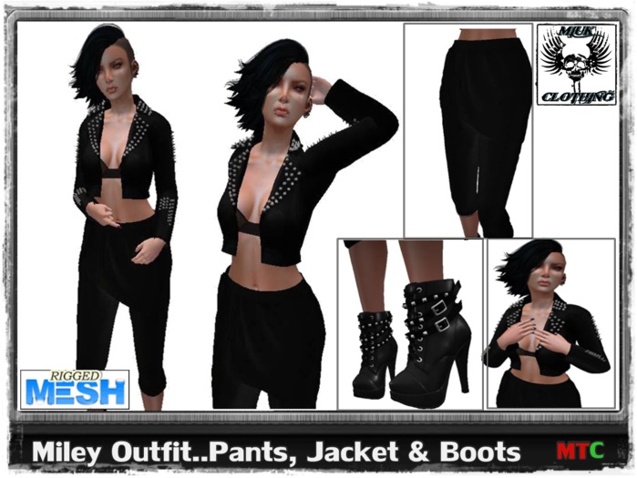 MIUK - Miley  Oufit  & Resizable Stiletto Boots  RiggMesh