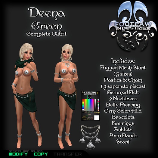 [FPI] Deena Green ~ Complete Female Outfit with Color Hud for Jewelry