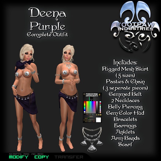 [FPI] Deena Purple ~ Complete Female Outfit with Color Hud for Jewelry