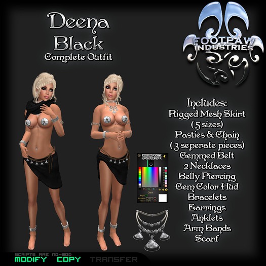 [FPI] Deena Black ~ Complete Female Outfit with Color Hud for Jewelry