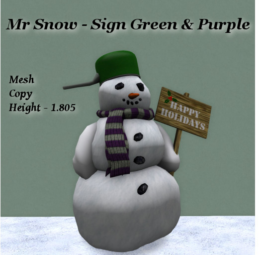Mr Snow - Sign Green & Purple