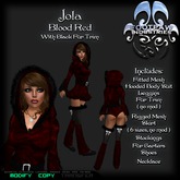 [FPI] Jola Blood Red -Black trim, Lovely Crushed Velvet Outfit with Fur trim