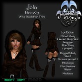 [FPI] Jola Brown -Black trim, Lovely Crushed Velvet Outfit with Fur trim