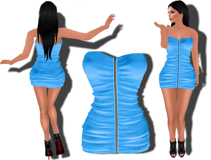 [L-T-R] Elys Cyan Strapless Ruched Mini Dress