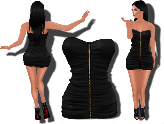 [L-T-R] Elys Black Strapless Ruched Mini Dress