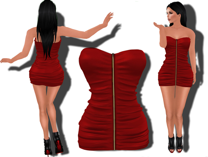 [L-T-R] Elys Red Strapless Ruched Mini Dress