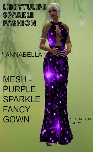 * Annabella * Purple Sparkle Fancy Gown - Mesh
