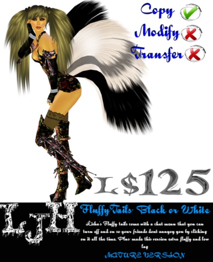 [LJH] Lisha's Fluffy Tail Black or White