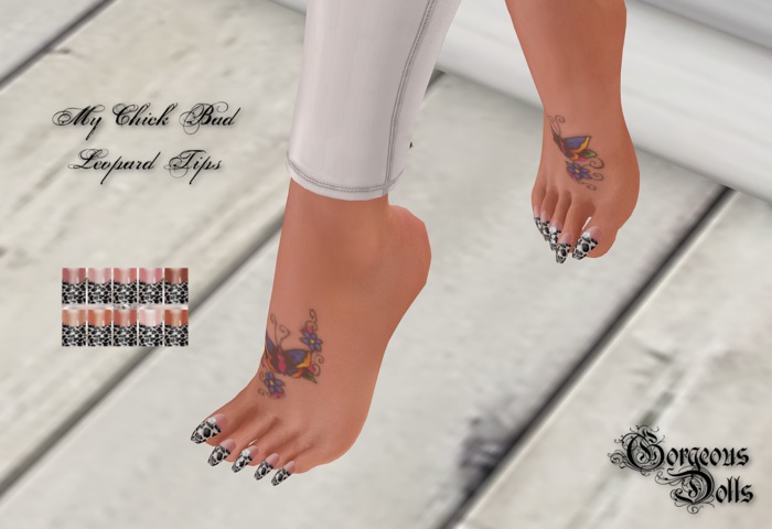 ~GD~My Chick Bad(Leopard Tips)Pedi - Slink FLAT Feet