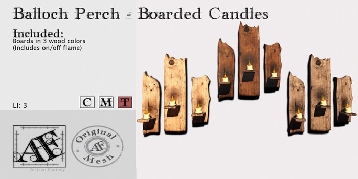 *AF* Balloch Perch Boarded Candles (Wear Me)