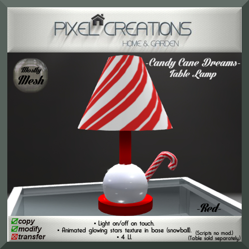 [PC] CANDY CANE DREAMS - TABLE LAMP (RED)(Boxed)