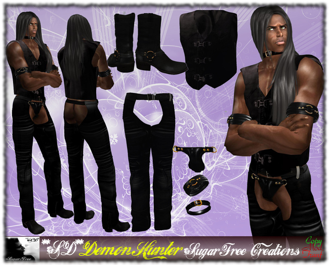 SALE Only 99L$ During The Week more 50% OFF**SD** -Demon Hunter ( Mesh Outfit ) with Boots - Black 1.0