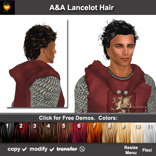 Second Life Marketplace - A&A Lancelot Hair 11 Colors Variety Pack ...