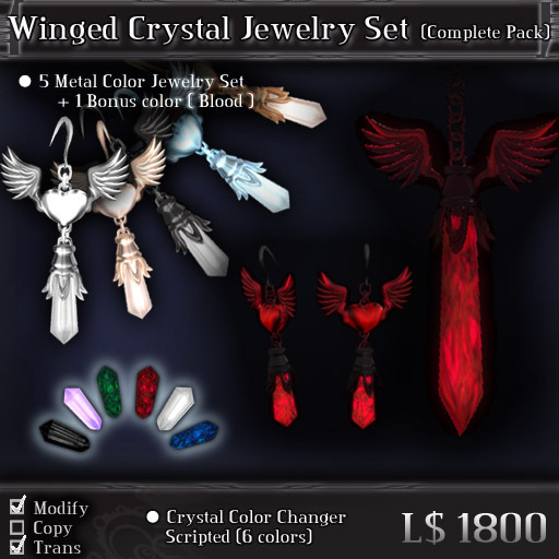 < Yabusaka > Winged Crystal Jewelry Set AllColor 