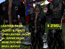 Biker Leather Jacket & Skull Buckled pants
