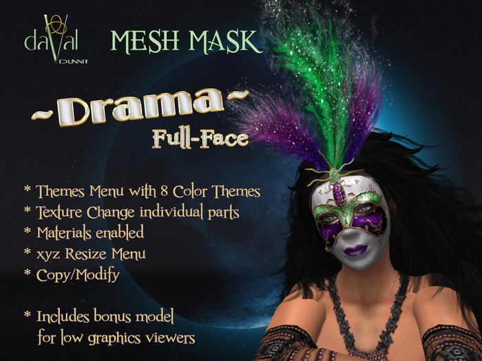 daVal Masks - Drama - Full face DUO (Wear to Unpack)