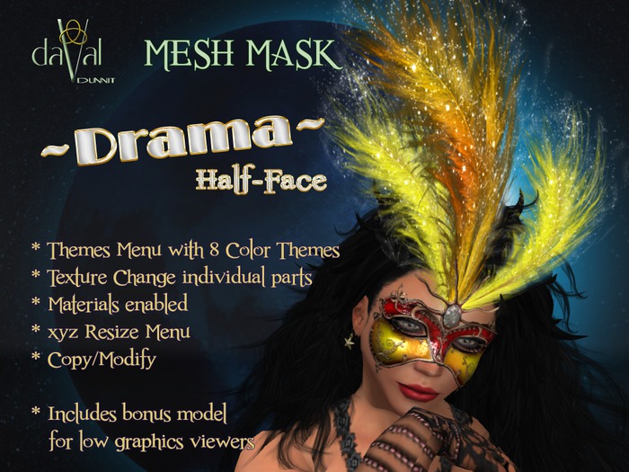 daVal Masks - Drama - Half face DUO (Wear to Unpack)