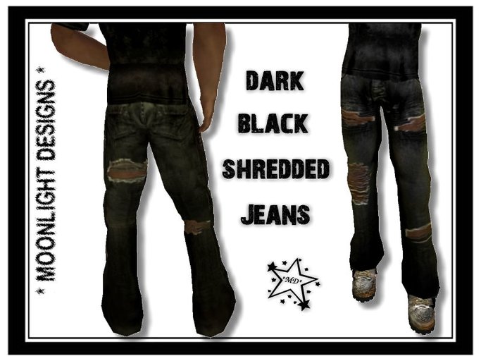 *MD* Dark Black Shredded Jeans